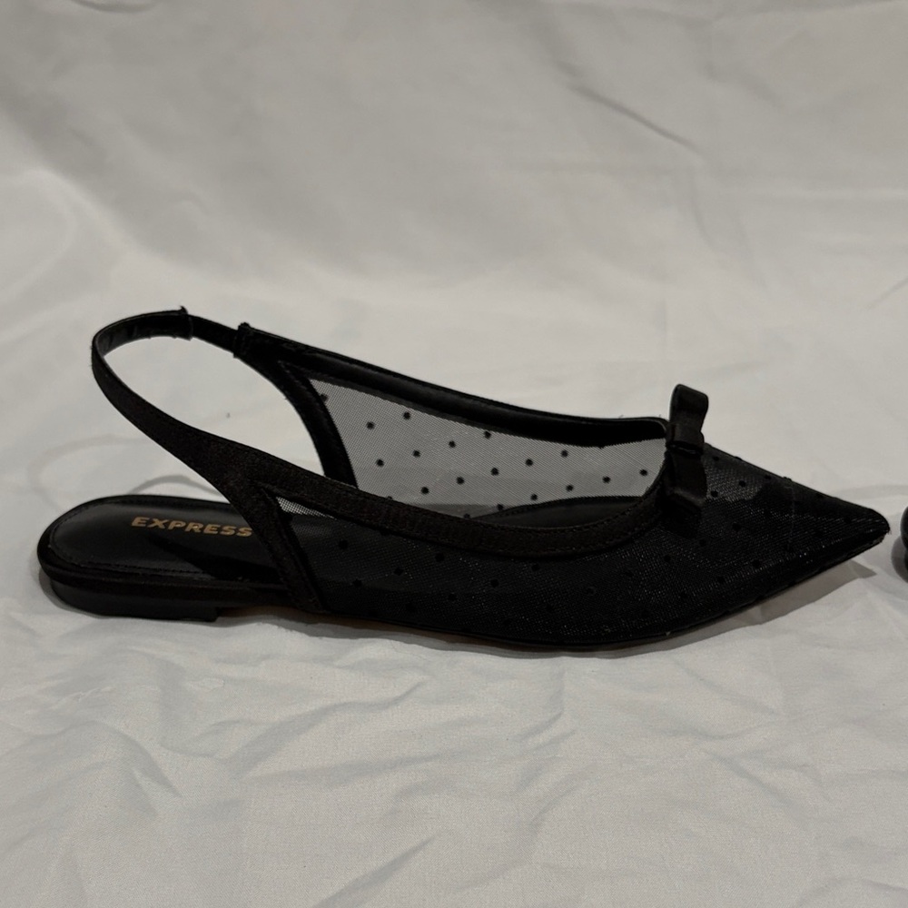 Express Black Pointed Slingback Flats - Picture 5 of 6